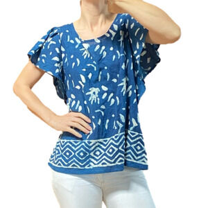 Cost Plus World Market Blue and White Blouse